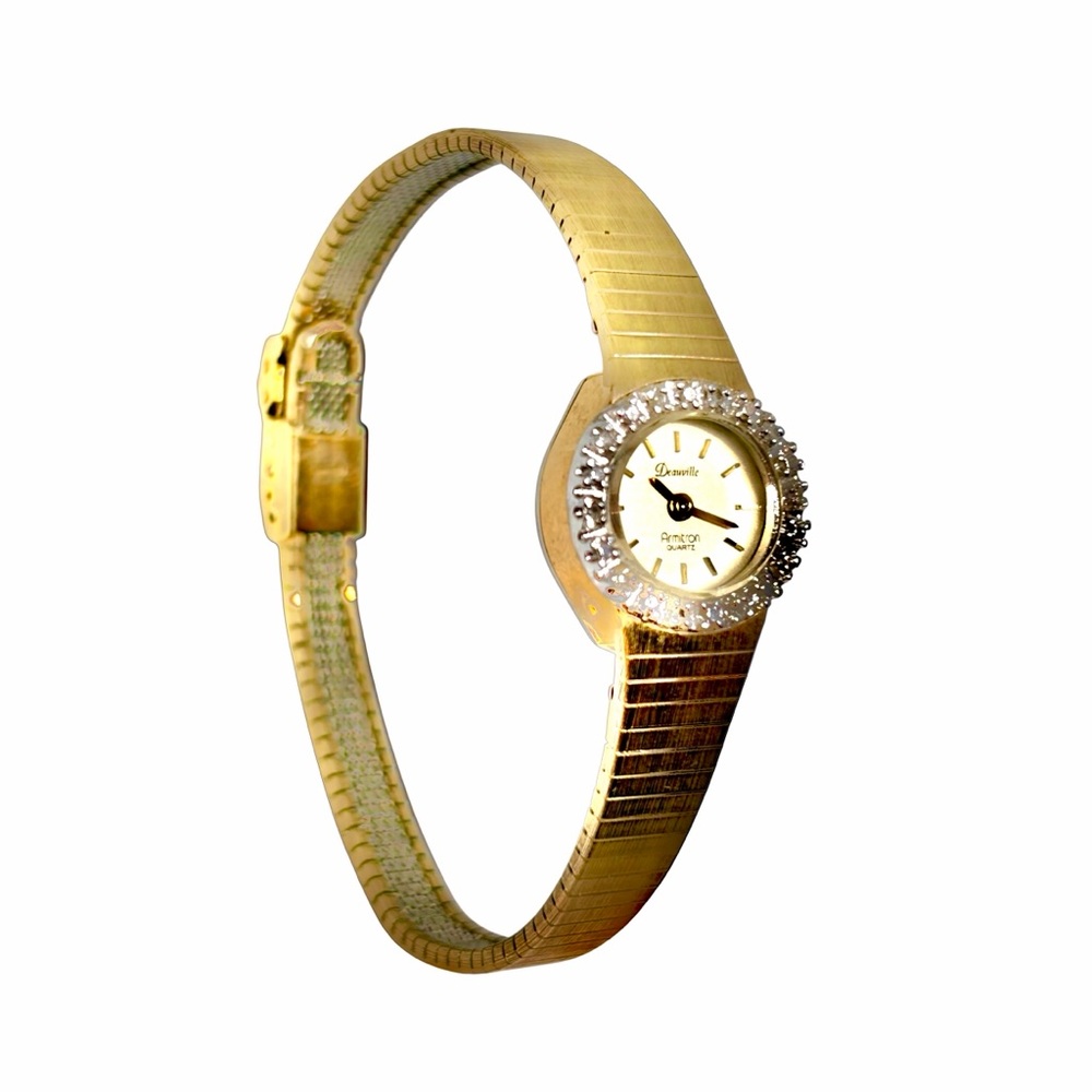 Vintage Armitron Deauvill Gold Dial 80s Ladies Quartz Watch WORKING New Battery